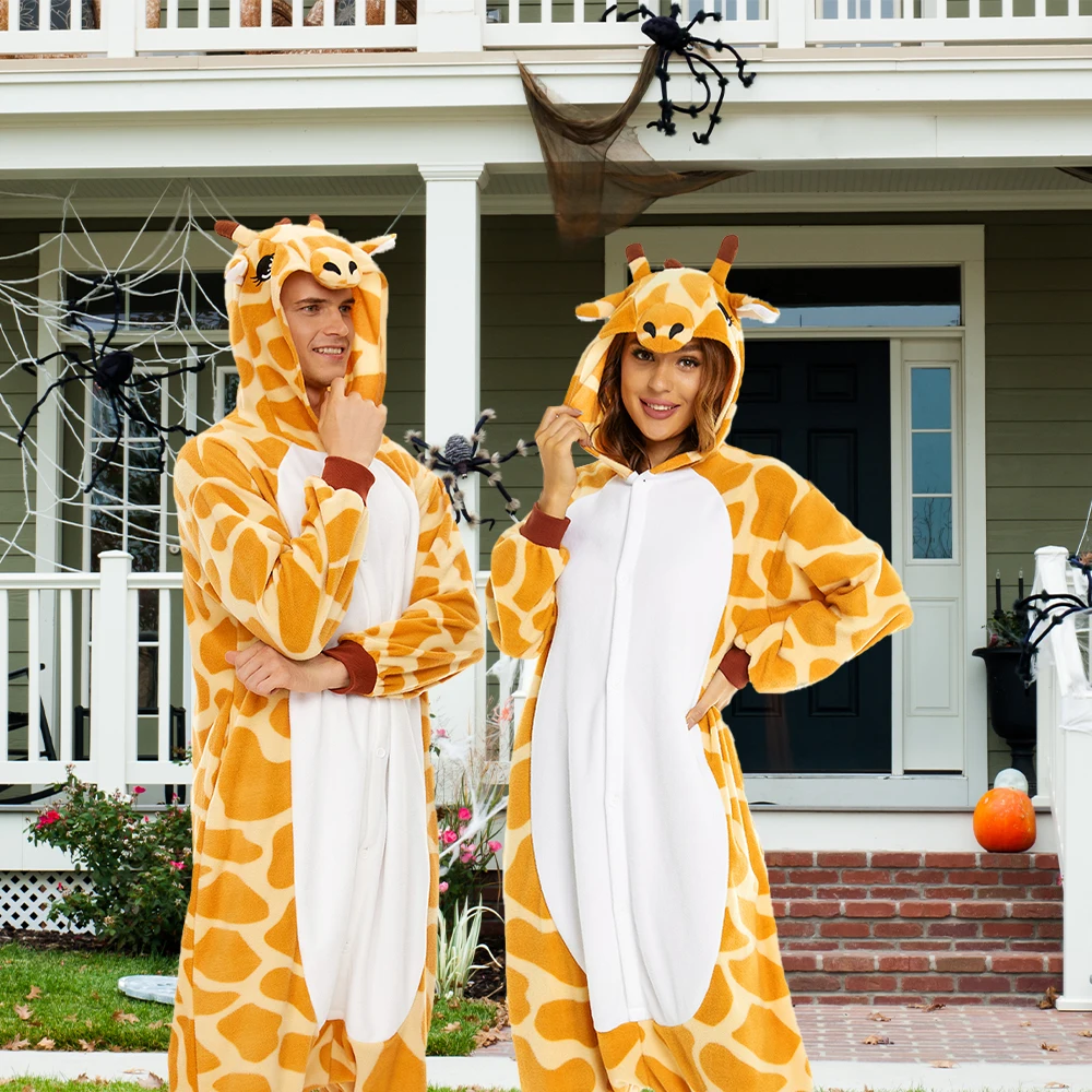 

CANASOUR Adult Giraffe Costumes Suit For Women and Men Onesie Pajamas Halloween Christmas Fantastic Cosplay One-piece Pyjama