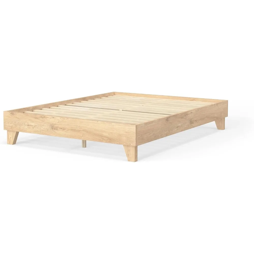 eLuxurySupply Wood Bed Frame - Made with 100% New Zealand Pine - Solid Mattress Platform Foundation Pressed Pine Slats - Easy As