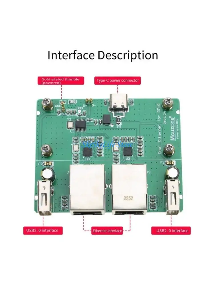 

E65E Dual Ethernet Main Board USB Hub для Raspberrypi 2W Эффективное расширение плата.