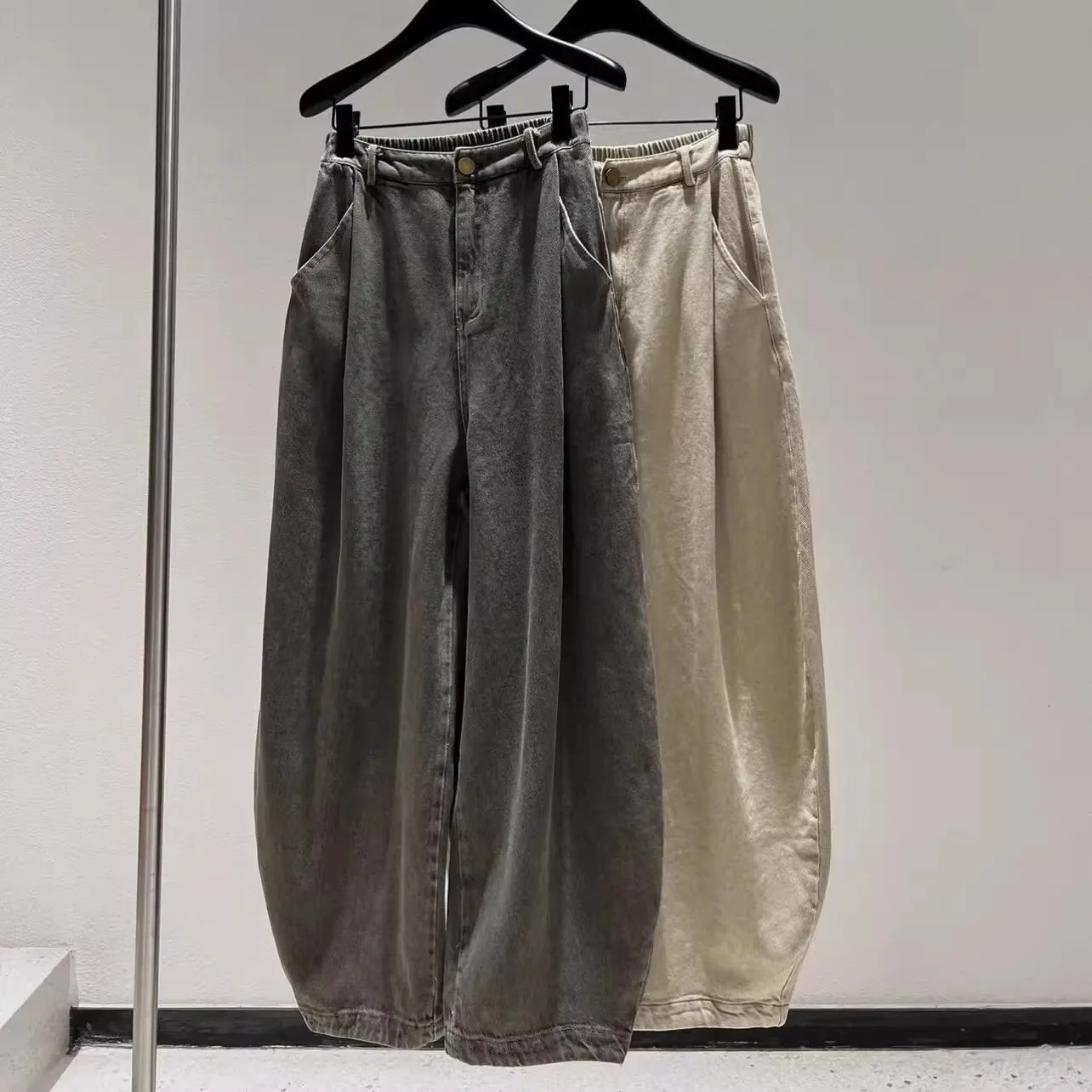 

Мужские джинсы большого размера с прямыми штанинами, винтажные, повседневные, свободные, широкие брюки, осенне-зимние, модные, брендовые, прочные, устойчивые к загрязнениям