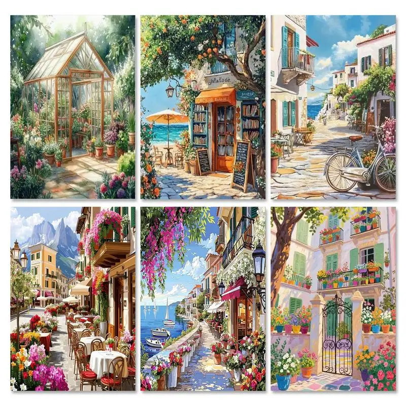 GATYZTORY Malen nach Zahlen Originalgeschenke Malen nach Zahlen Landschaft Einfache Acrylmalerei auf Leinwand Kunsthandwerk Bildmalerei