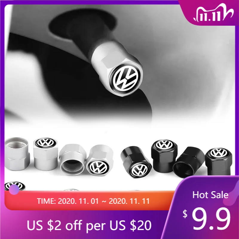 

4Pcs Car Logo Metal Wheel Tire Valve Stem Caps Accessories For Volkswagen VW GTI R Golf 5 7 6 4 Polo Tiguan Passat Jetta Lavida