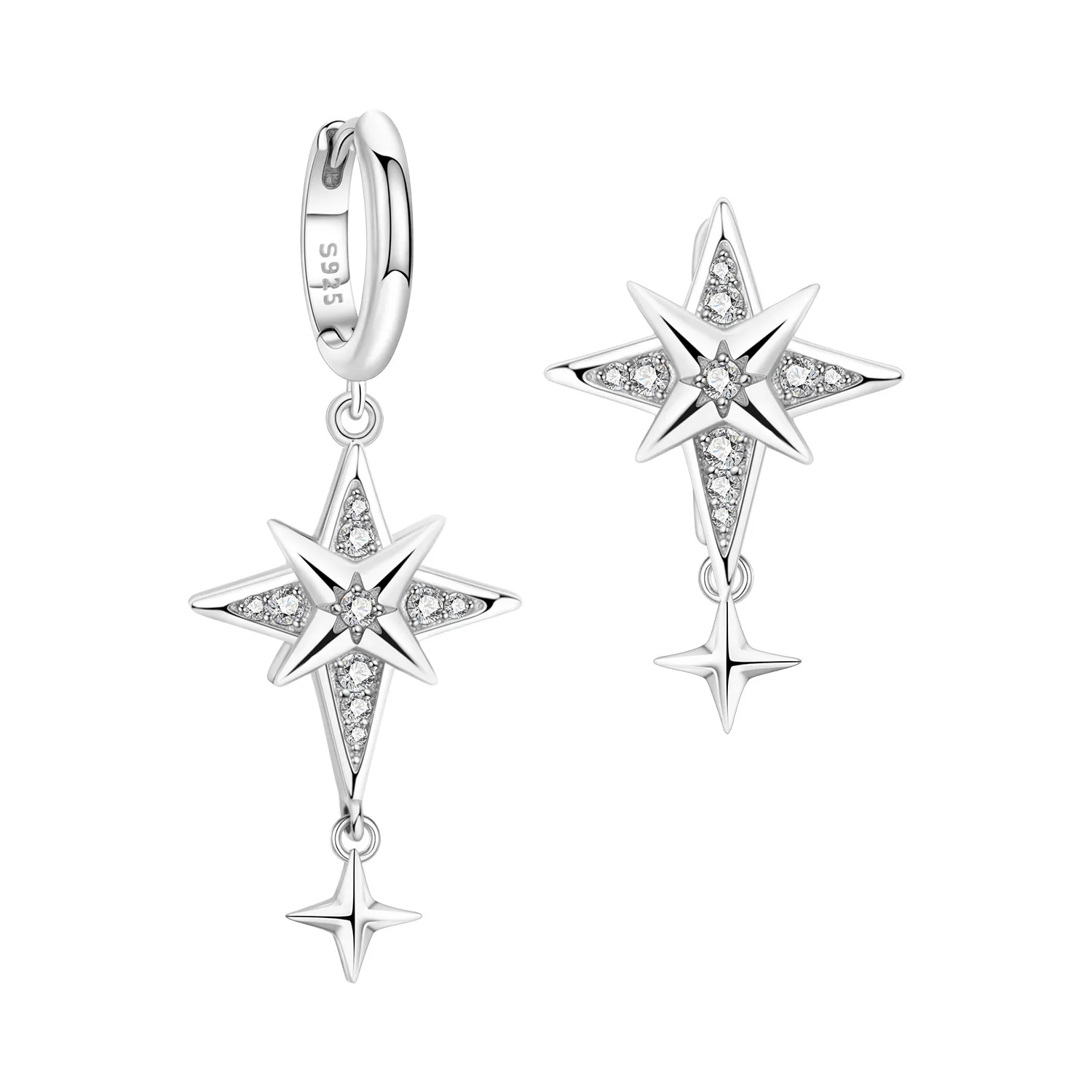 Orstarry asymmetrische Sternenohrringe aus 925er-Sterlingsilber, origineller Schmuck, Tropfenohrringe für Damen, Schmuck, Party, Jahrestag, Geschenke