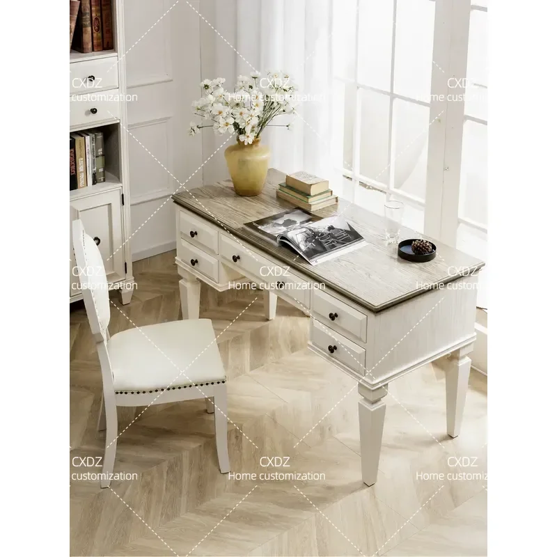 American solid wood desk, computer desk, small apartment light luxury furniture