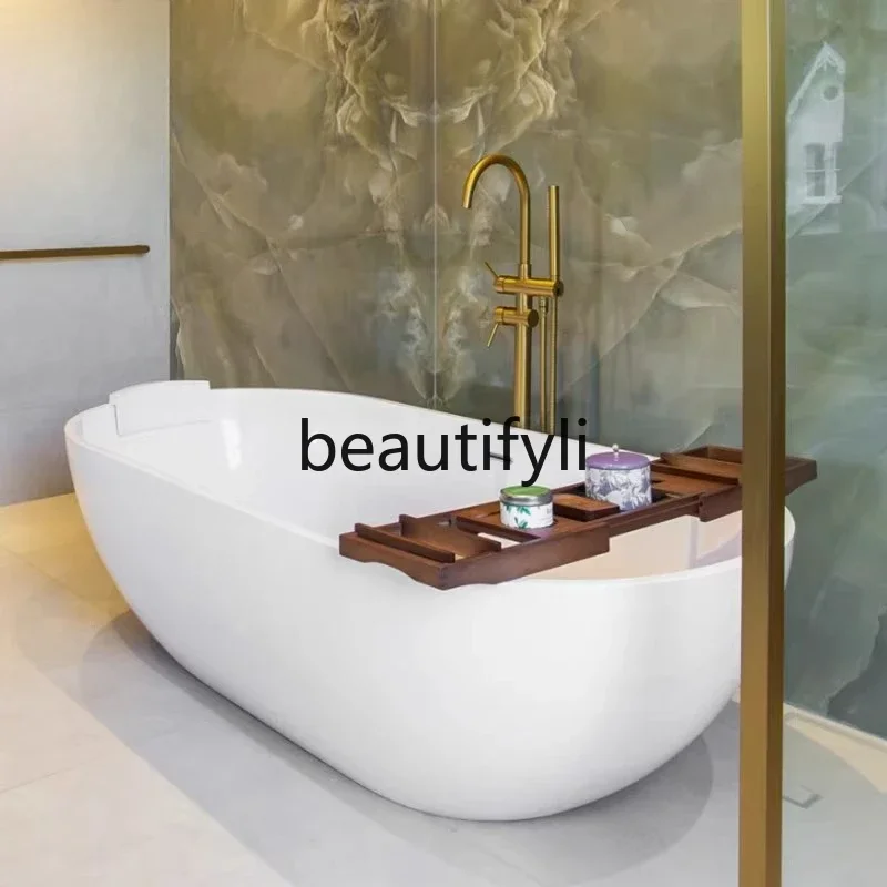 

FG Pietra artificiale Ovale Bordo sottile Vasca da bagno Coppia Doppio soggiorno in famiglia Vasca da bagno per uso