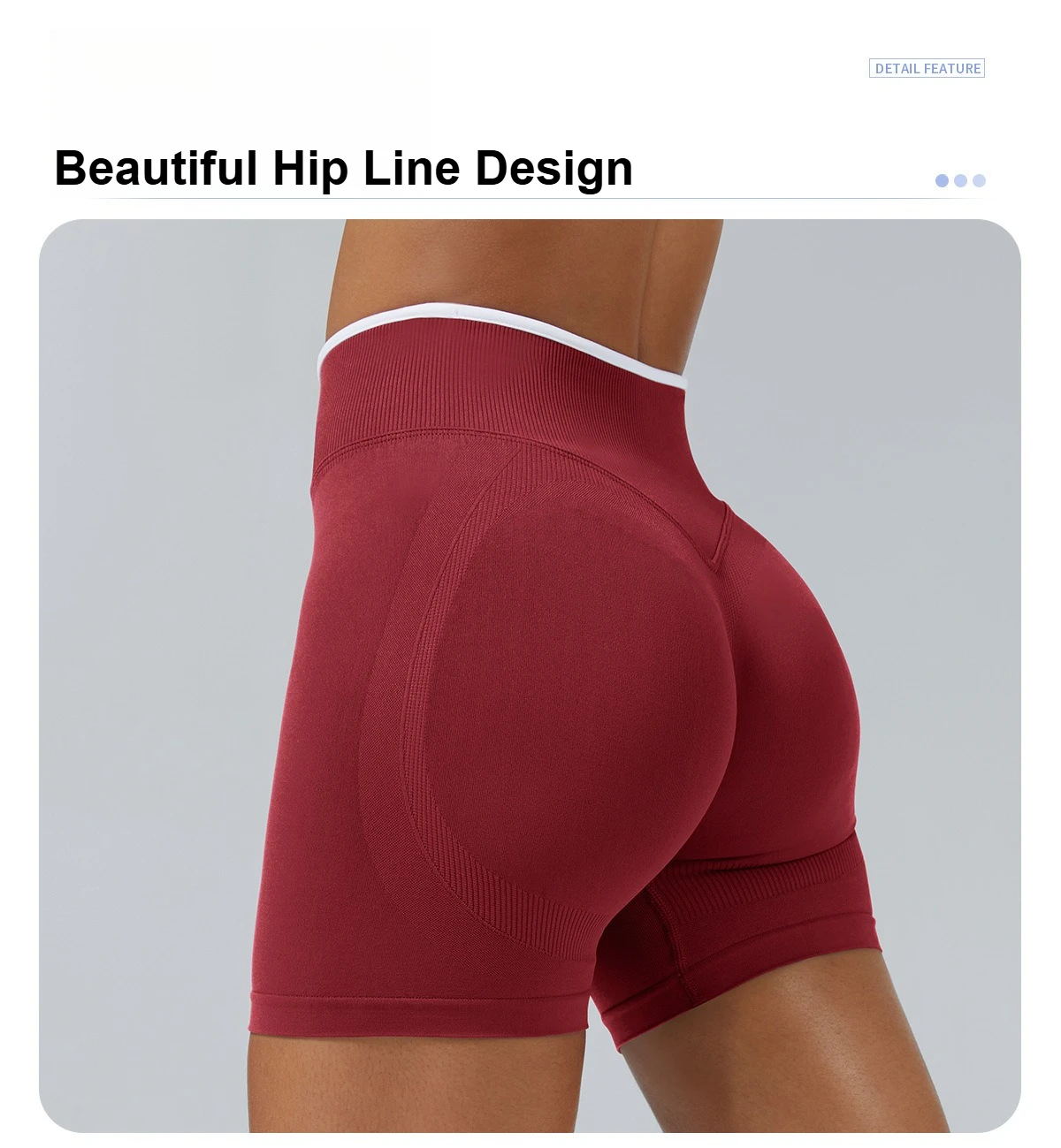 Nahtlose weiße Yogashorts mit Farbblock-Design für Damen, hohe Taille, Po-Lifting-Effekt, Workout-Gym-Shorts, Laufshorts, Leggings zum Einzeltragen – Detail 4