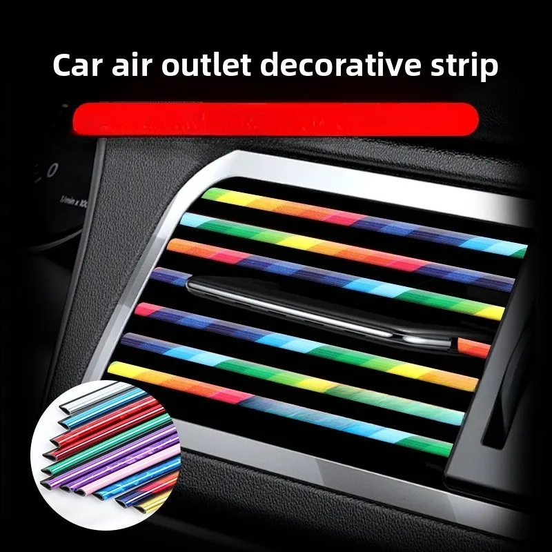 10/80pcs U-Shape Chrome Car Air Vent Trim Strip Grille Molding Colorful Interior Modification Styling Accessories