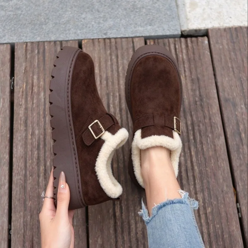 Women Snow Boots 2026 New Platform Cotton Shoes Autumn Winter Thick Sole Shoes Women Comfy Warm Fleece Lining Ankle Boots Woman