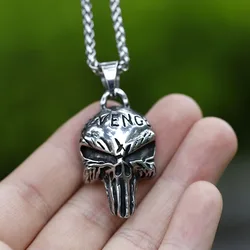 NEW Men's 316L stainless-steel Vintage super punk skull biker Pendant Necklace fashion Jewelry free shipping