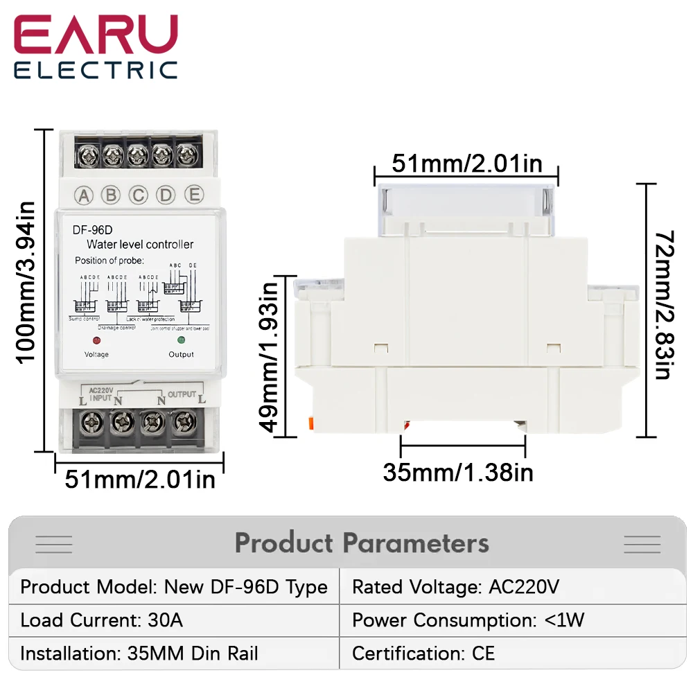 DF-96D / DF-96DK Wasserstandsregler 20A 220V – Mi Produktbild-Vorschau 3