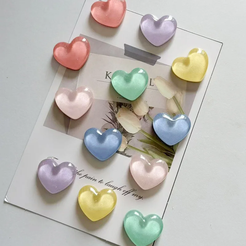 10Pcs Heart's Refrigerator Magnets Resin Multifunctional Kitchen Office Whiteboard Decoration Magnets Fridge Sticker Accessories