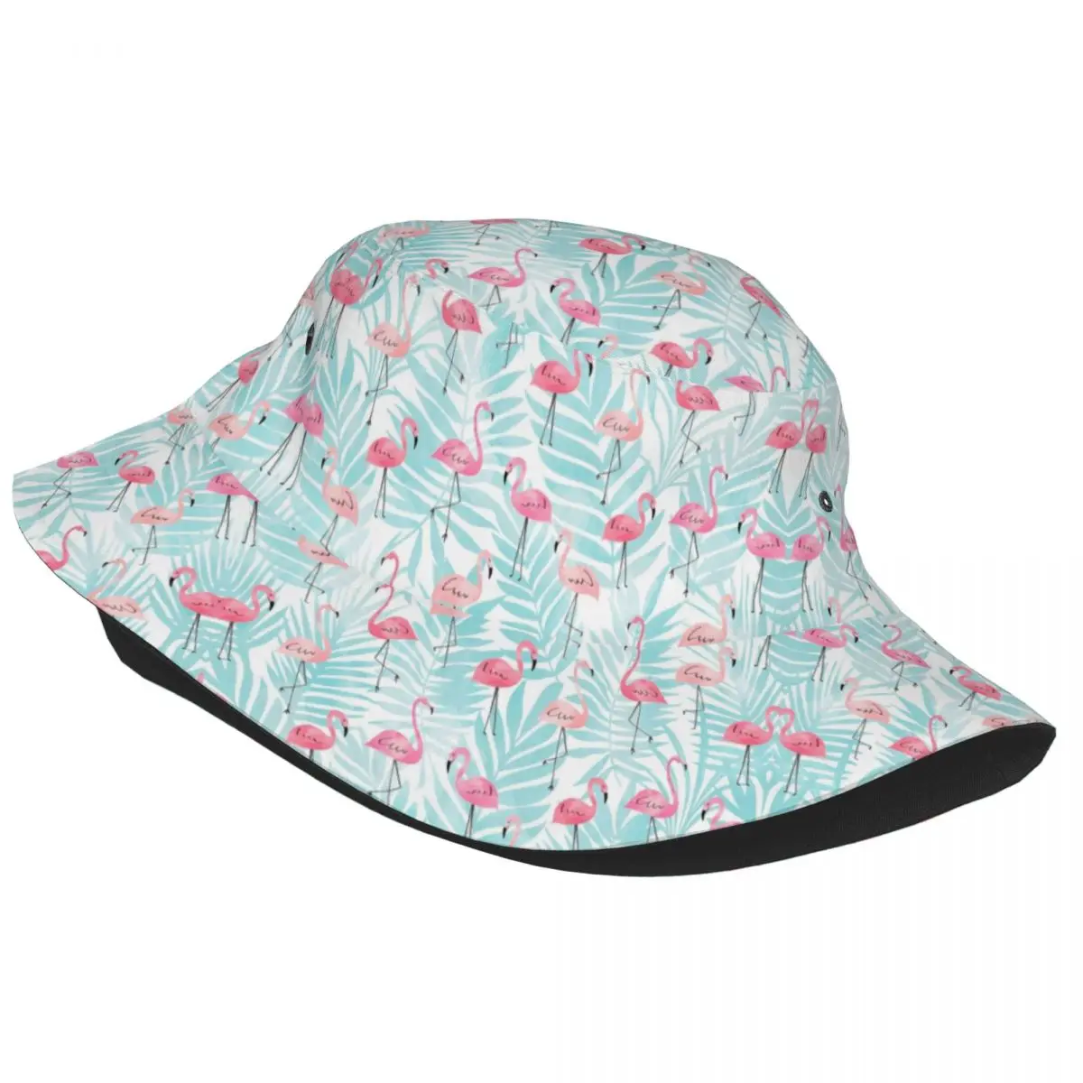 Tropical Plants Flamingo Bird Seamless Pattern Bucket Hat Men Women Unisex Trendy Summer Fisherman's Hat