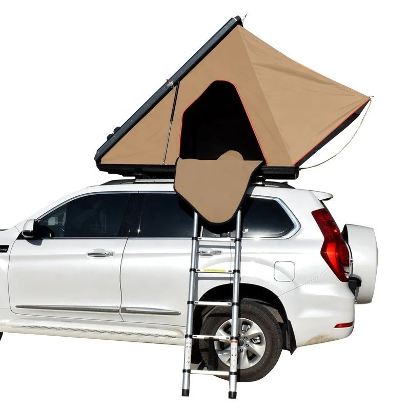 Spacious Weather-resistant Triangular Hard Shell Vehicle Rooftop Tent for 1-2 Person With Easy Setup