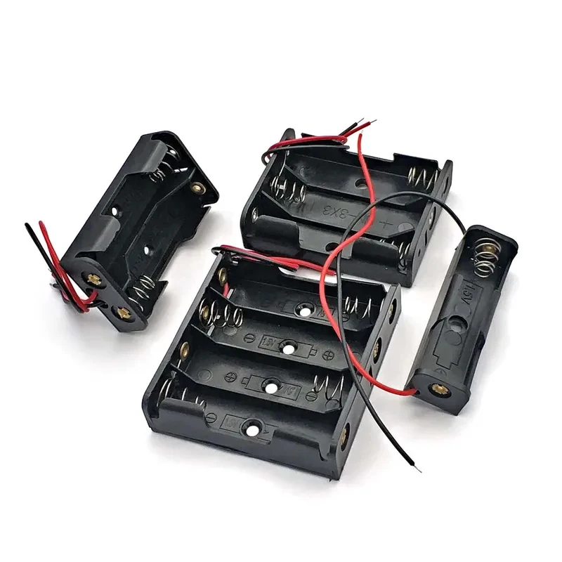 1/2pcs Black Plastic Power Battery Storage Case Box Holder Leads With 1 2 3 4 Slots AA Size Power Battery Storage Case Box