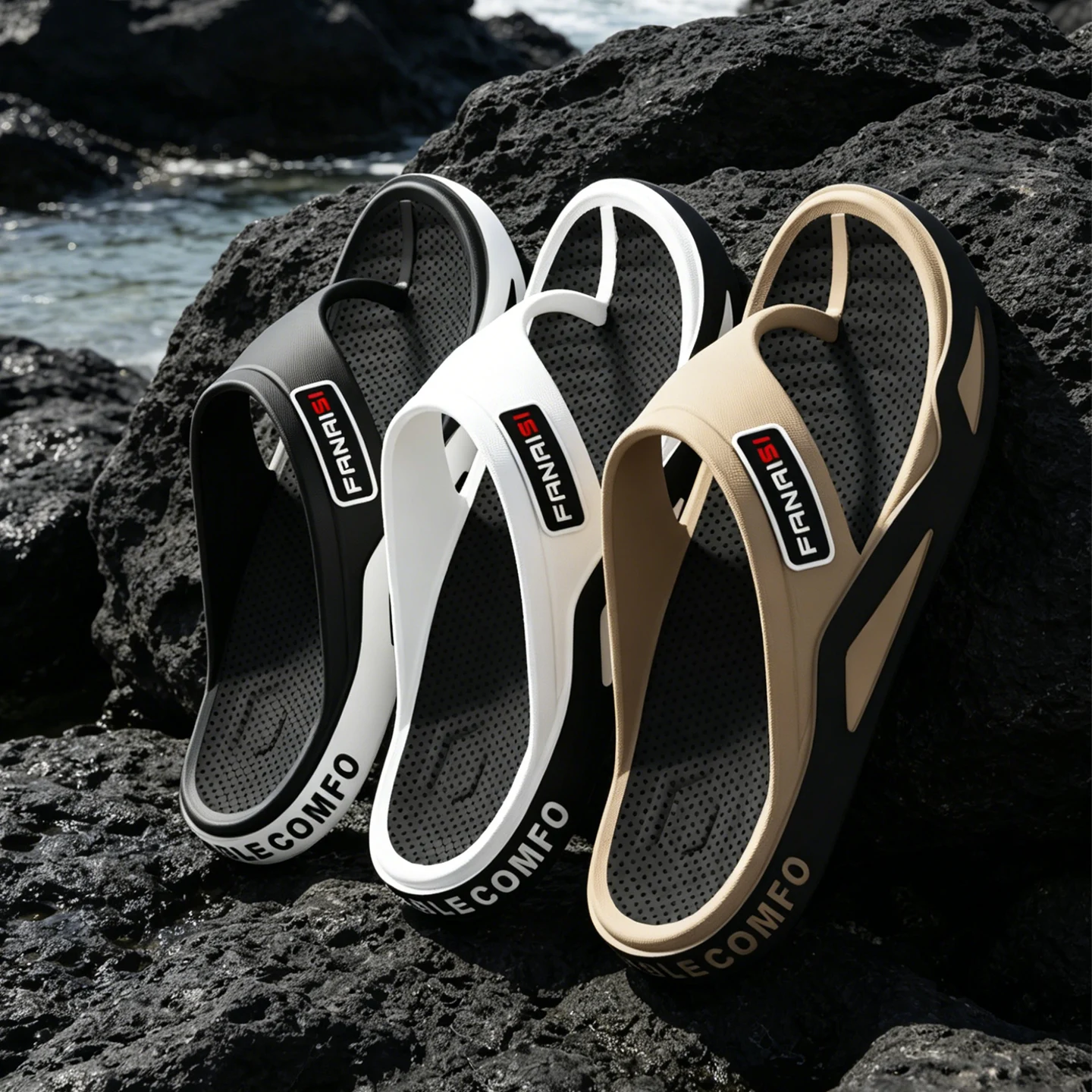 

New Men's Summer Sandals, Non-Slip for Shower, Soft Sole Comfortable Flip-Flops, Casual Beach Thong Sandals for Outdoor Wear