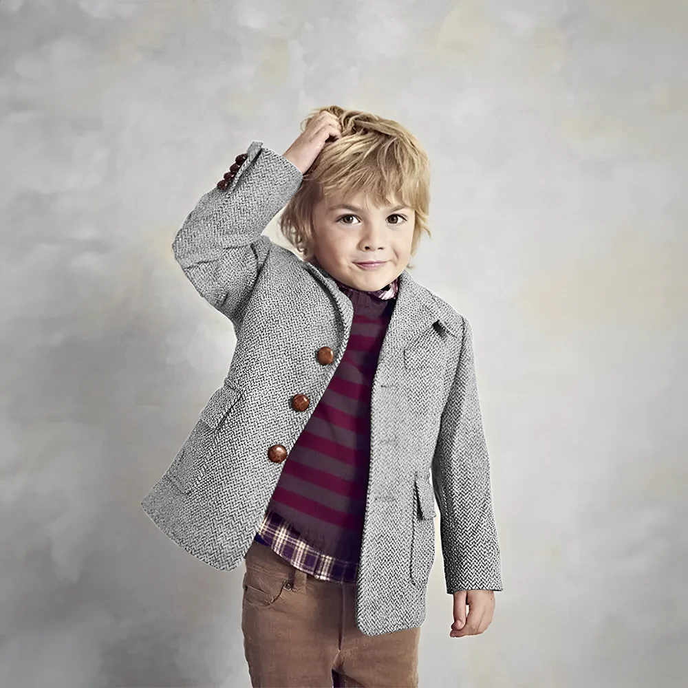 Kids Jacket Retro Herringbone Jacket Boys Casual Blazer Single Breasted Fashion Children Suit (2T-16T)