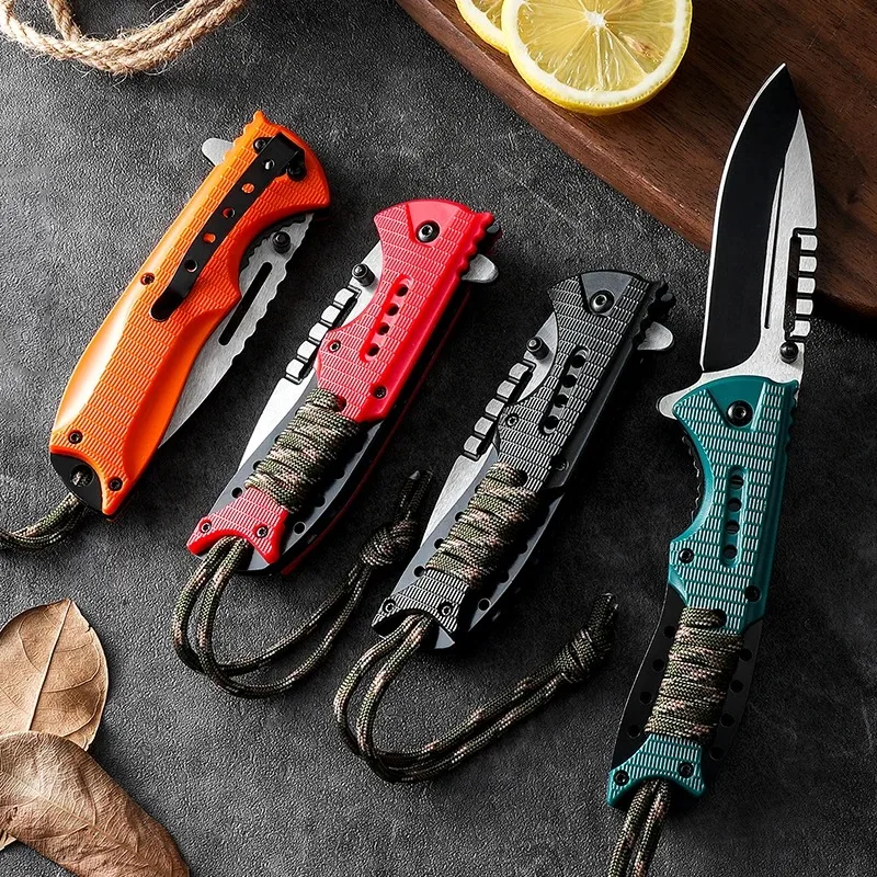 Anti detachment rope folding knife, EDC knife, wilderness exploration, outdoor camping knife