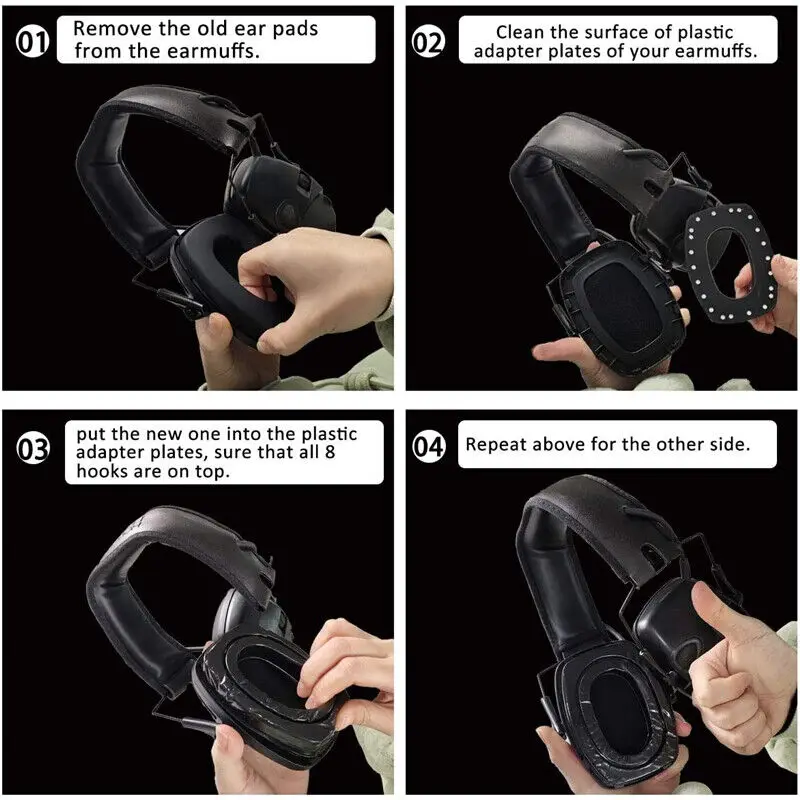 Fotografia 7: 1 par de almofadas de ouvido em gel para Howard Leight Impact Sport Eletrônico Tiro Earmuff Caça Proteção auditiva Fone de ouvido tático