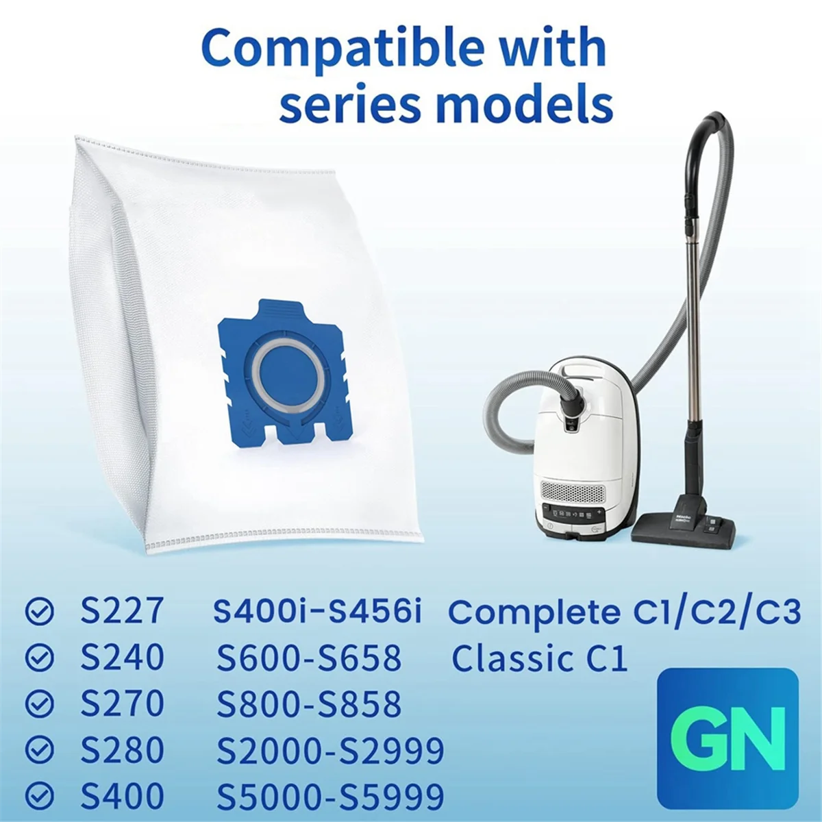 18 pçs sacos de aspirador de pó para miele gn canister sacos clássico c1 completo c1 c2 c3 s227 s240 s270 peça reposição