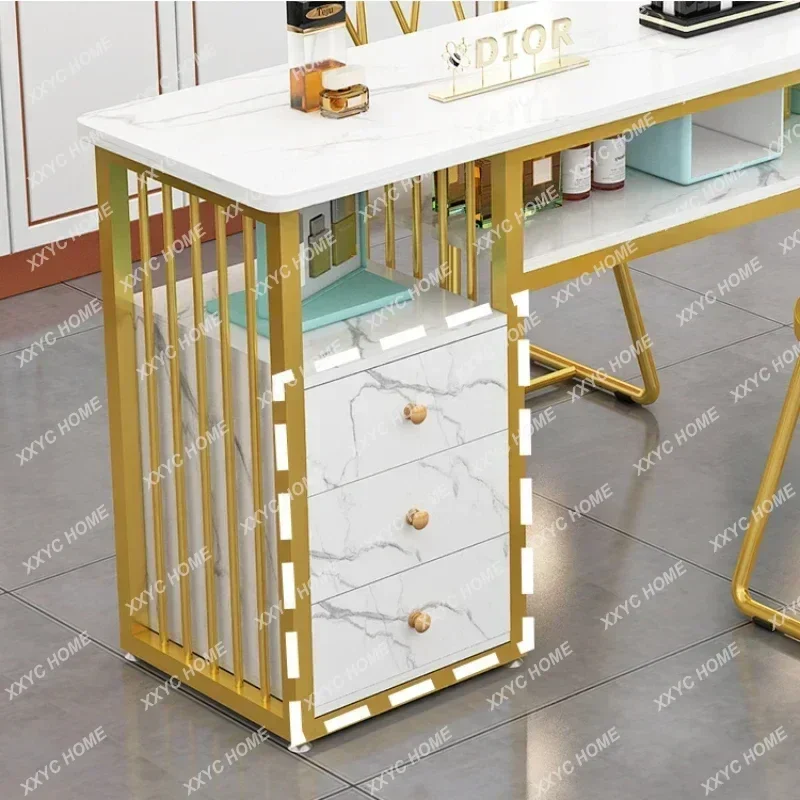 Mesa De manicura nórdica japonesa, Mesa De manicura blanca De diseño Simple dorado, muebles De manicura exquisitos profesionales YX50ZJ