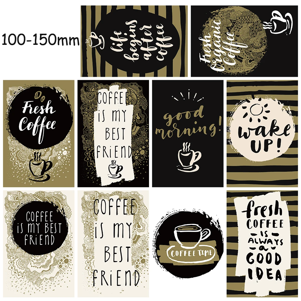 Autocollant d'affiche de carte de café, 10 pièces, images artistiques Harajuku, cadeau pour ordinateur portable, Collocation de bagages pour salle de photographie, décalcomanie de salon ﻿