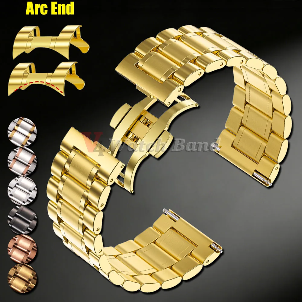 18mm 20mm 22mm 24mm Uhrenarmband aus Edelstahl für Longines Gebogenes Endarmband Metall-Armband 12 14 16 17 19 21 23mm