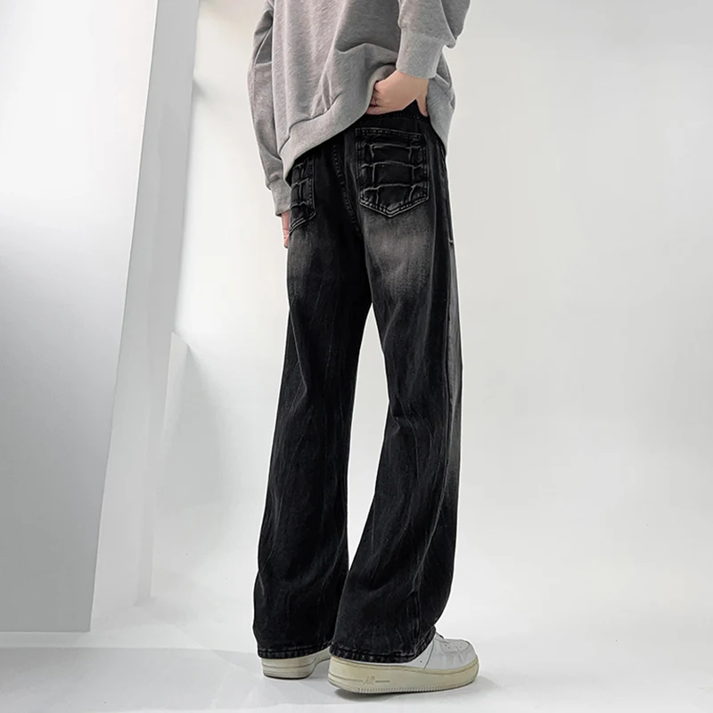 IEFB High Street Men's Wear Denim Pants Straight Leg Gradient Color Jeans 2025 Spring New Stylish Male Trousers Casual 9C9265