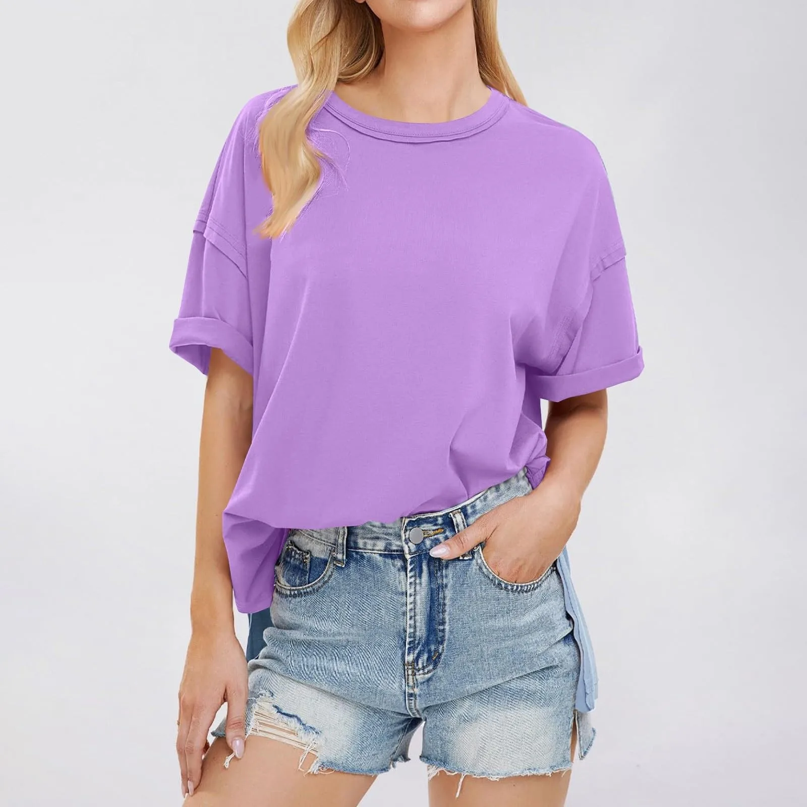 Womens Oversized T Shirts Summer Womens Silk Long Sleeve Tops Workout Short Top Set Layering Tee Tunic Long Tee Shirt Women