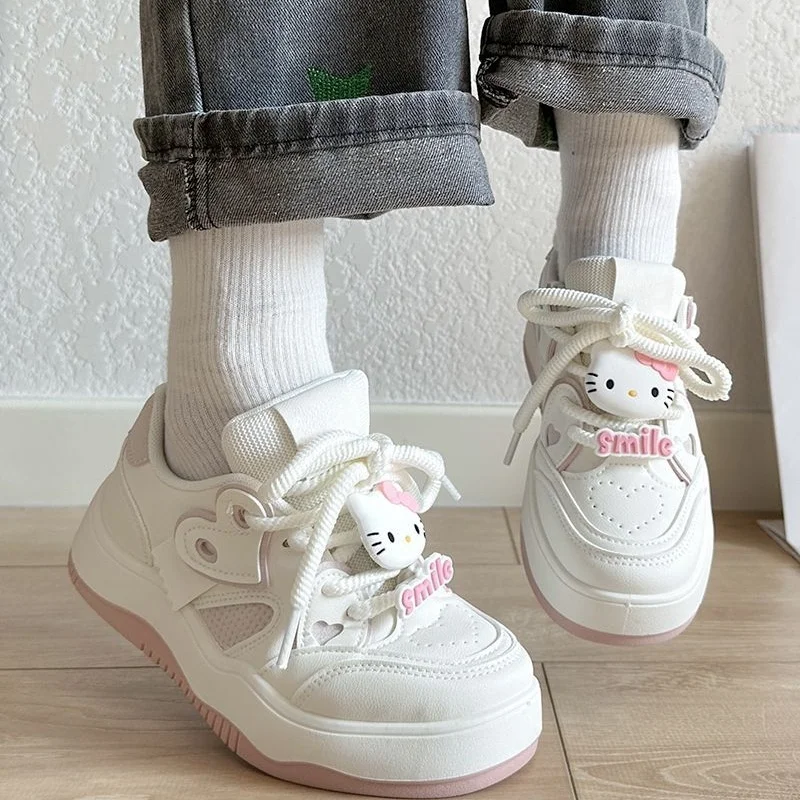 

Sanrio Hello Kitty Y2k Platform Off White Shoes For Women Versatile Casual Sneakers Students 2000s White Sneakers Women Gifts