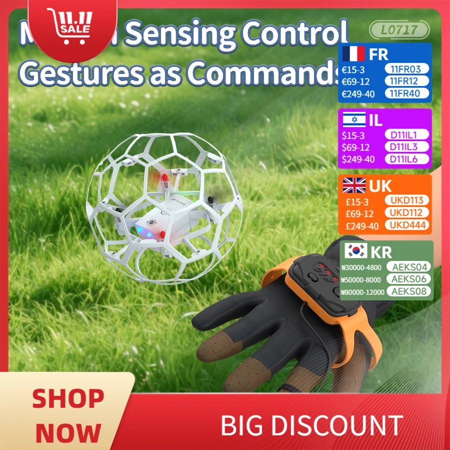 

Детская устойчивая к падению модель дрона L0717, футбольная форма, радиоуправляемый летающий мяч HD FPV, рождественская игрушка для родителей и детей