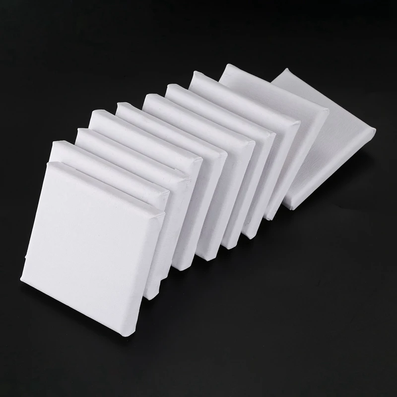 100Pcs White Blank Art Boards Mini Stretched Artist Canvas Art Board Acrylic Oil Paint Wood+Cotton For Artwork Painting