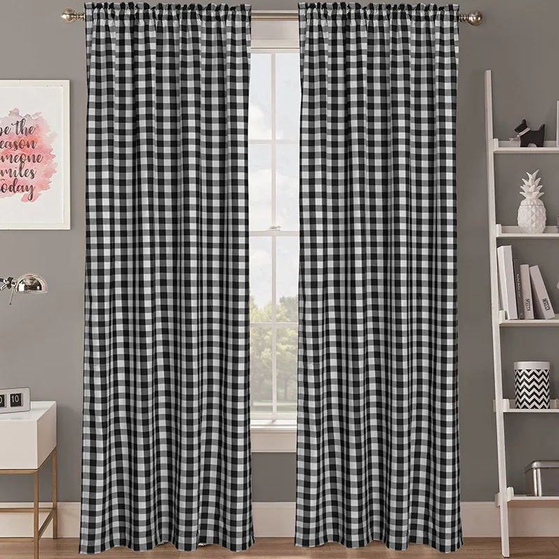 (118) Customized Factory Direct Sales Amazon Hot Selling Curtains Nordic Style Lattice Curtains