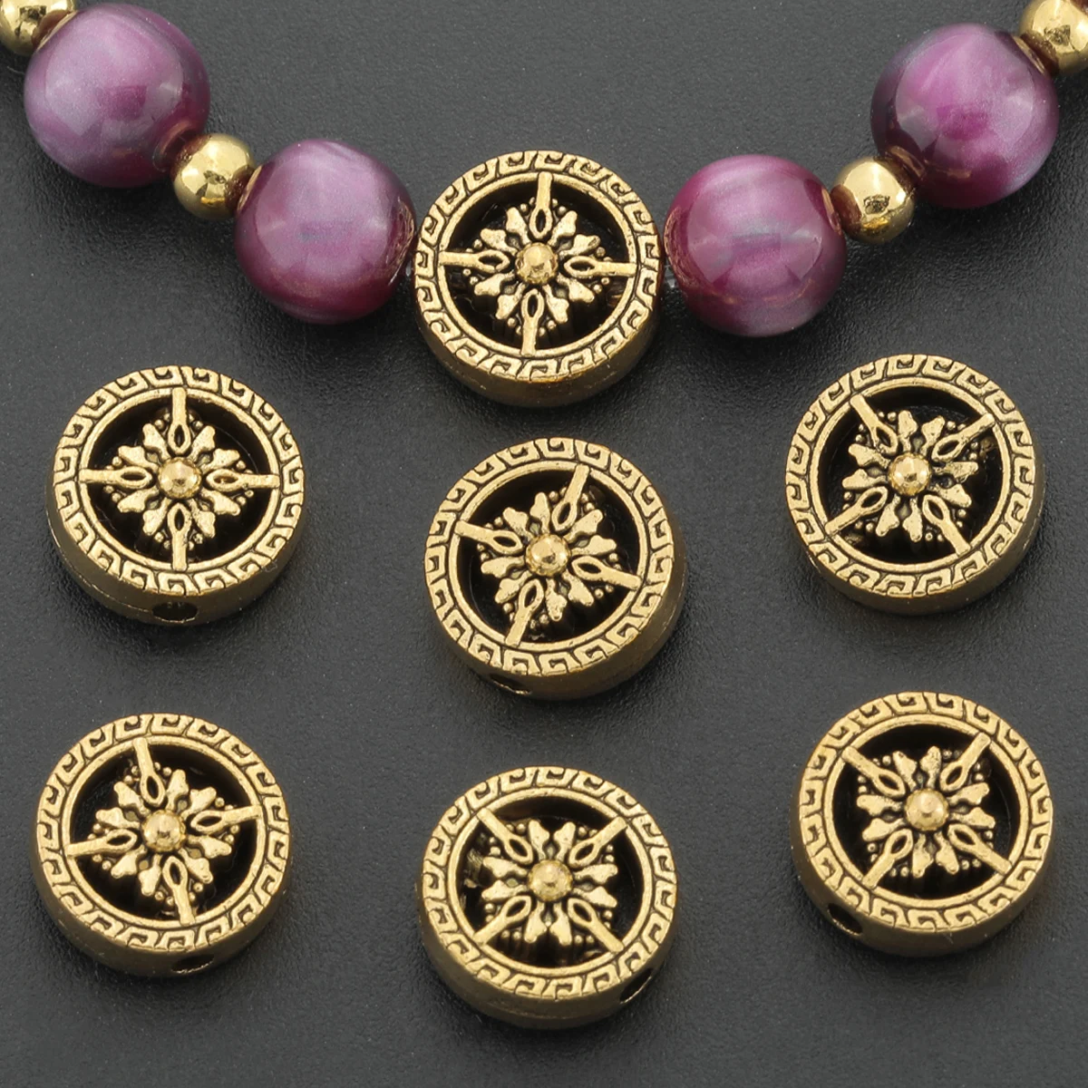 30 PCS Zinc Alloy Flat Circular Spacers - Suitable for DIY Jewelry, Bracelets, Necklaces, Earrings and Accessory Making