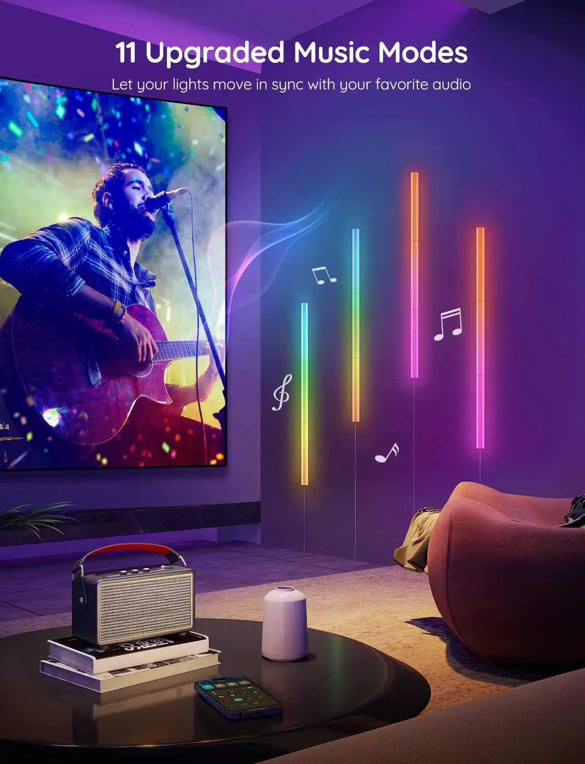 Smart RGBIC LED Wall Lights with Alexa & Google Assistant, 2-Panel Set for Bedroom Gaming Decor