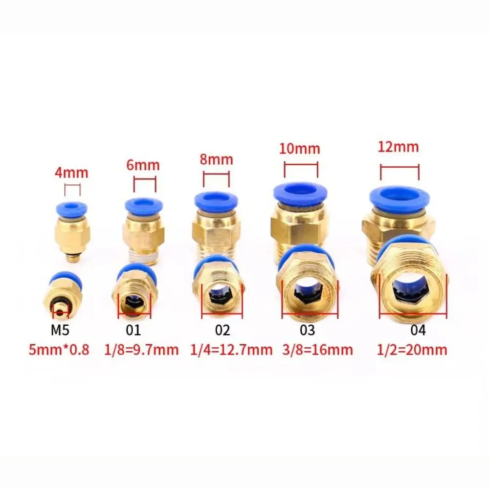 Quick Connect Brass Pneumatic Fitting PC 4 6 8 10 12MM Multi Size Hose Fittings Pneumatic Connector Pneumatic Systems