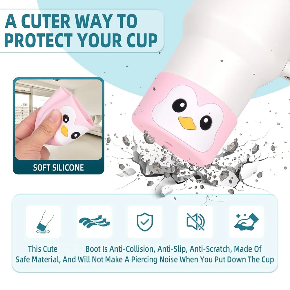 3pcs Cup Accessories Set for 30oz 40oz Tumbler Cup  Penguin Straw Cover Topper Keychain Charm and Silicone Boot for Stanley view 5