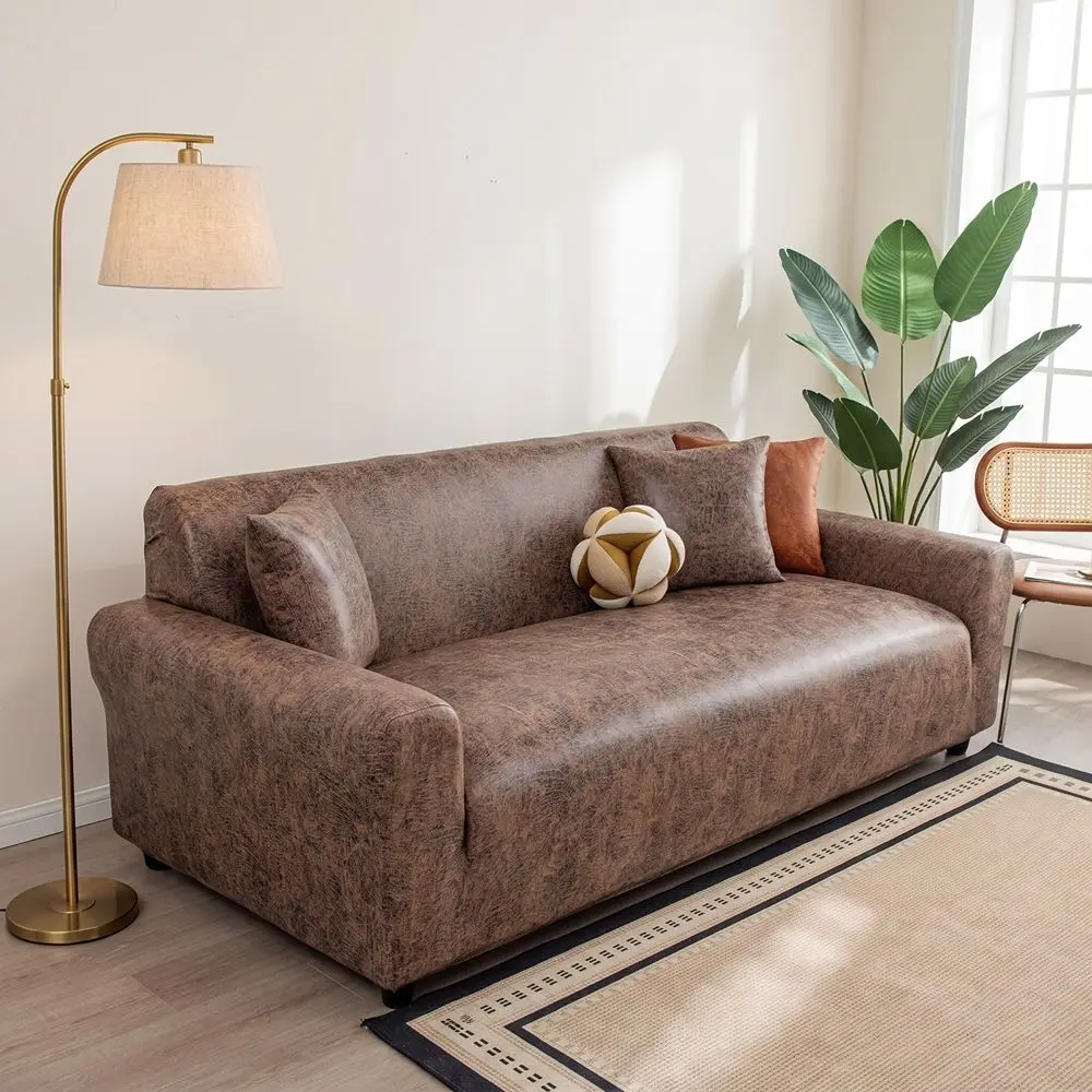 Non-Slip All-inclusive Sofa Cover Waterproof Washable Couch Protector Leather-Look Thick Elastic Sofa Cover Living Room