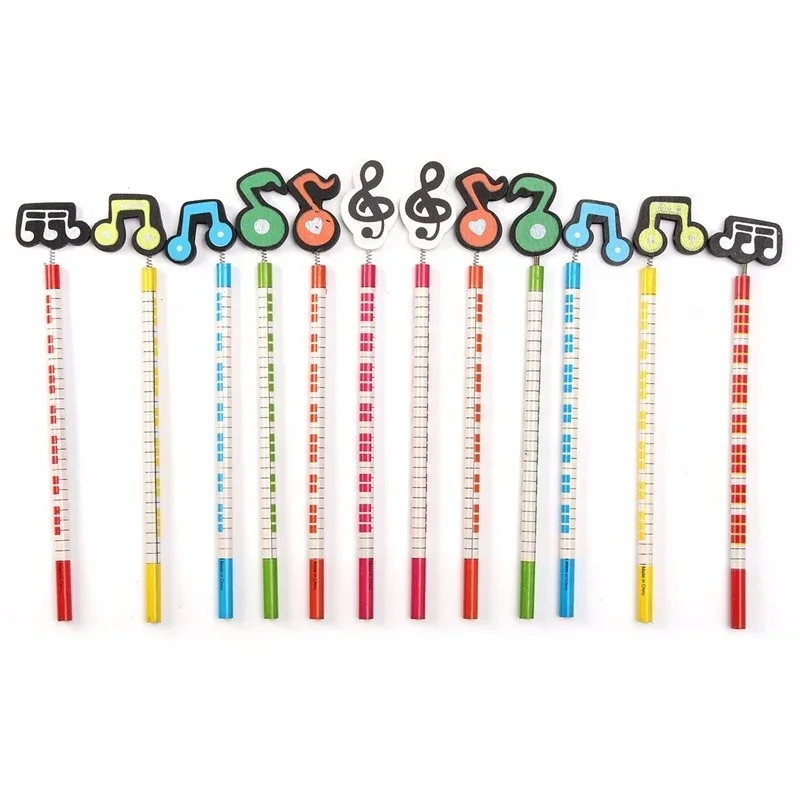 1/5pcs/lot Cute Pencils Musical Note Cartoon Standard Wooden Pencils Stationery for Kids Office School Supplies Pattern Randomly