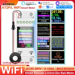 Interruptor Disjuntor Din Rail Meter Vazamento Security Protection, controle remoto por Tuya App para Smart Home, 2P, AC110, 220V, 100A, WIFI