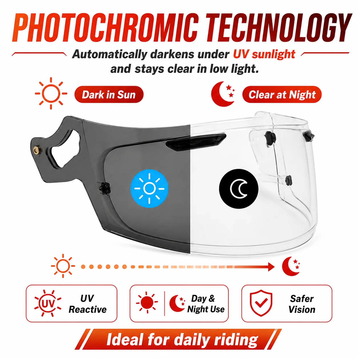 RX7X Photochromic Visor for Arai RX7V, NEO, XD, Regent-X, VAS-V, Corsair-X, Quantum-X Helmet