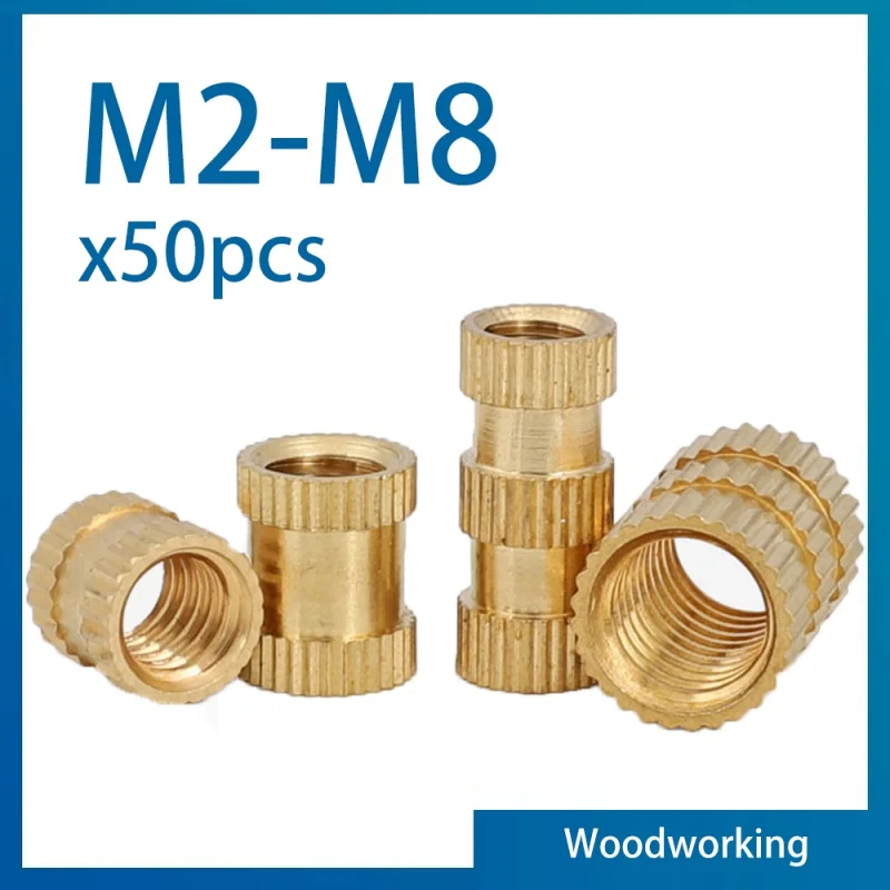 50pcs/lot M2 M2.5 M3 M4 M5 M6 M8 Brass Insert nut Injection Molding Brass Knurled Th Read Inserts Nuts