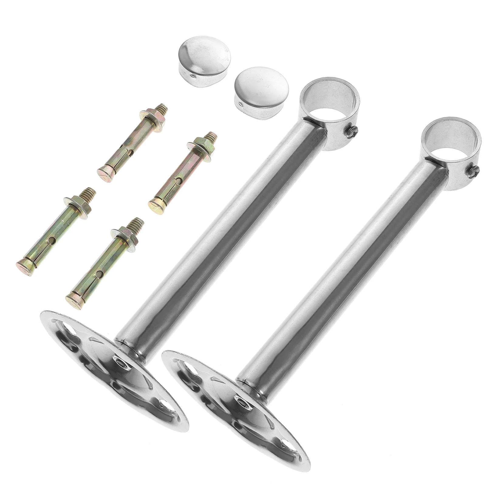 

1Set Stainless Steel Shower Rod Holder Rust Resistant Strong Load-Bearing Clothes Rod Socket Bathroom Accessory
