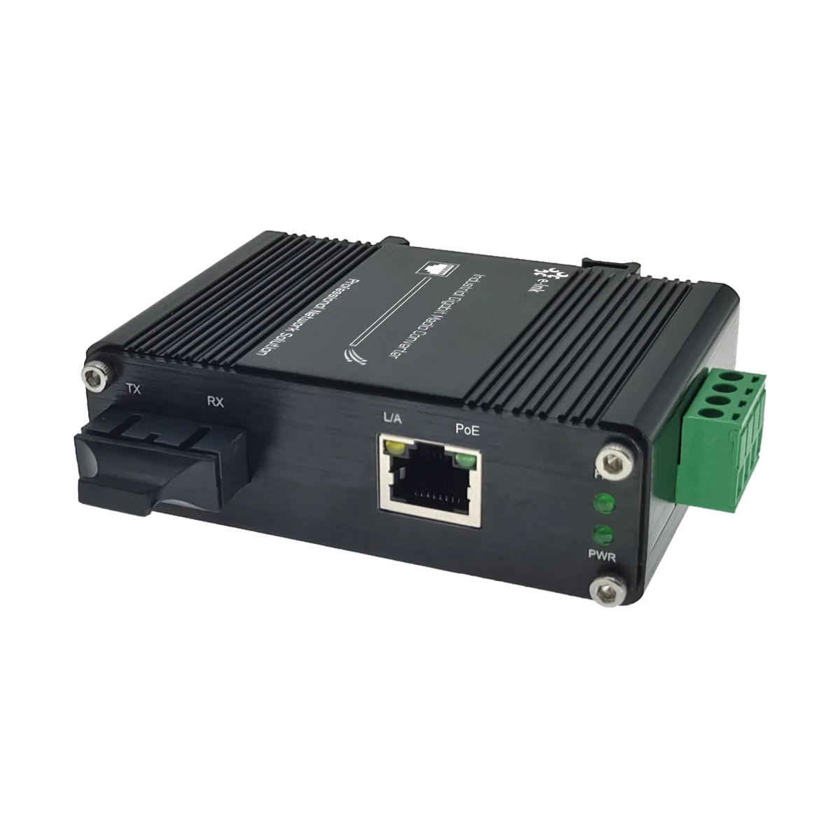 Elink Mini Industrial 100BASE-FX to 10/100BASE-T 60W PoE++ Media Converter LNK-IMC1100P60S-20