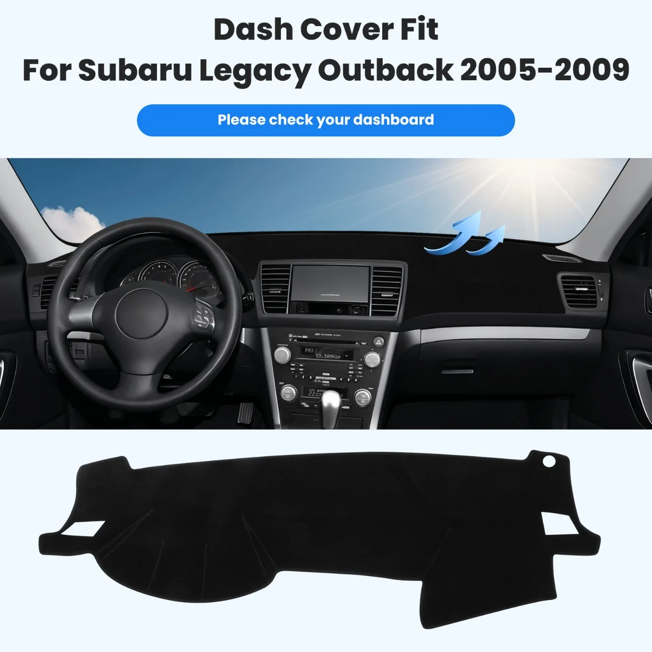 

Dashboard Cover Mat for Subaru Legacy Outback 2005-2009 Accessories Dash Cover Mat Sunshade Glare UV Non-Slip Protector Interior
