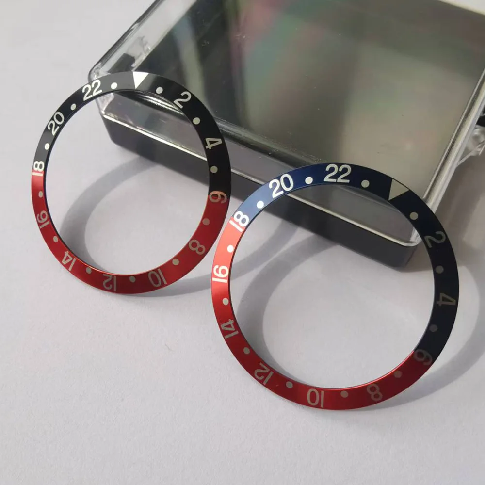 Bisel de Aluminio Inclinado de Alta Calidad de 37.6mm en Negro, Rojo y Azul, Reemplazo de Accesorios Originales para el Reloj RLX Retro GMT 16710