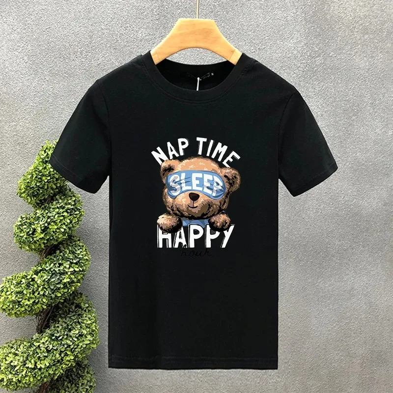 2024 Luxury Brand Funny Bear 100% Cotton High Quality Children's T-Shirt Summer Men's/Women's Children's Short Sleeve Top