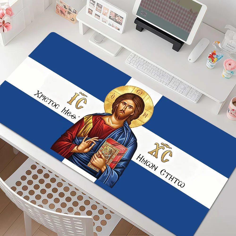 Christ R-Religion J-Jesus Mouse Pad Large Non-Slip Waterproof Mat Stitched Edge Keyboard Pad for Gaming Daily Office