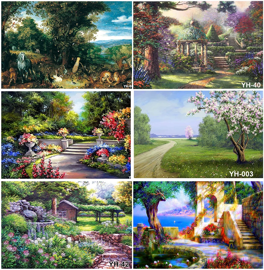 Spring Oil Painting Art Photography Adult Portrait Backgrounds Landscape Field Color Garden Natural Backdrops Birthday Photozone