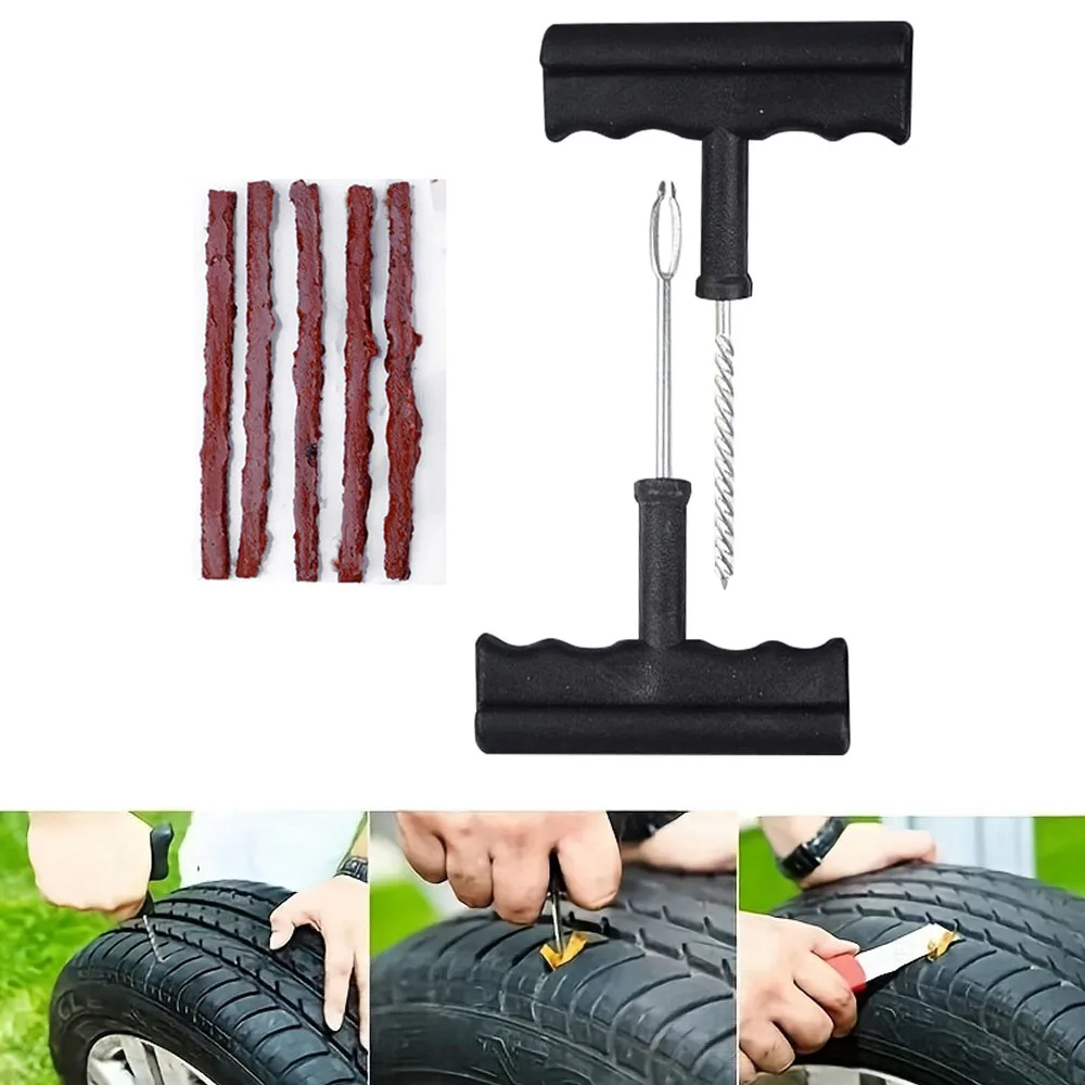 Car Tire Repair Tool Set Rubber Stripes Tool For Motorcycle Tubeless Tyre Puncture Quick Repairing Kit Outdoor Vehicle First Aid