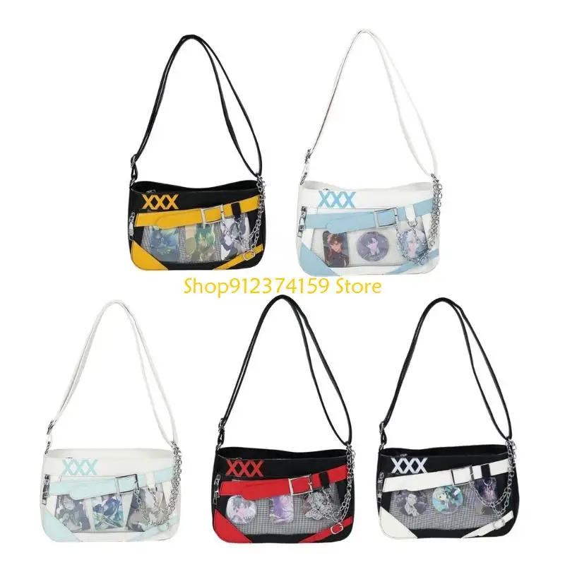 

G5AE Stylish Ita Bag for Women with Badge Display and Adjustable Strap Anime Design Shoulder Bags for Students